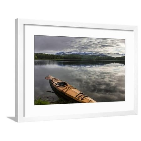 Wooden Kayak on Shore of Beaver Lake Near Whitefish, Montana, Usa Framed Print Wall Art By Chuck