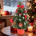 thumbnail image 4 of Neoyler Christmas Tree Mini Artificial Desktop Predecorated Tabletop Christmas Decorations with Retractable Branches and Glitter Ornaments for Mantel Home Red 11.8x3.9x3.9in, 4 of 6