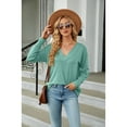 thumbnail image 7 of Anbech Deep V Neck Blouse for Women's Soft Long Sleeve Button Shirts Comfty Loose Fit Casual Sexy Tops, 7 of 7