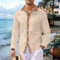 thumbnail image 5 of Men's Button Shirts,Solid Color Collar Long Sleeve Shirt,Cotton Blend for a Preppy or Smart Casual Vintage Look | Men's Button Shirts, 5 of 9