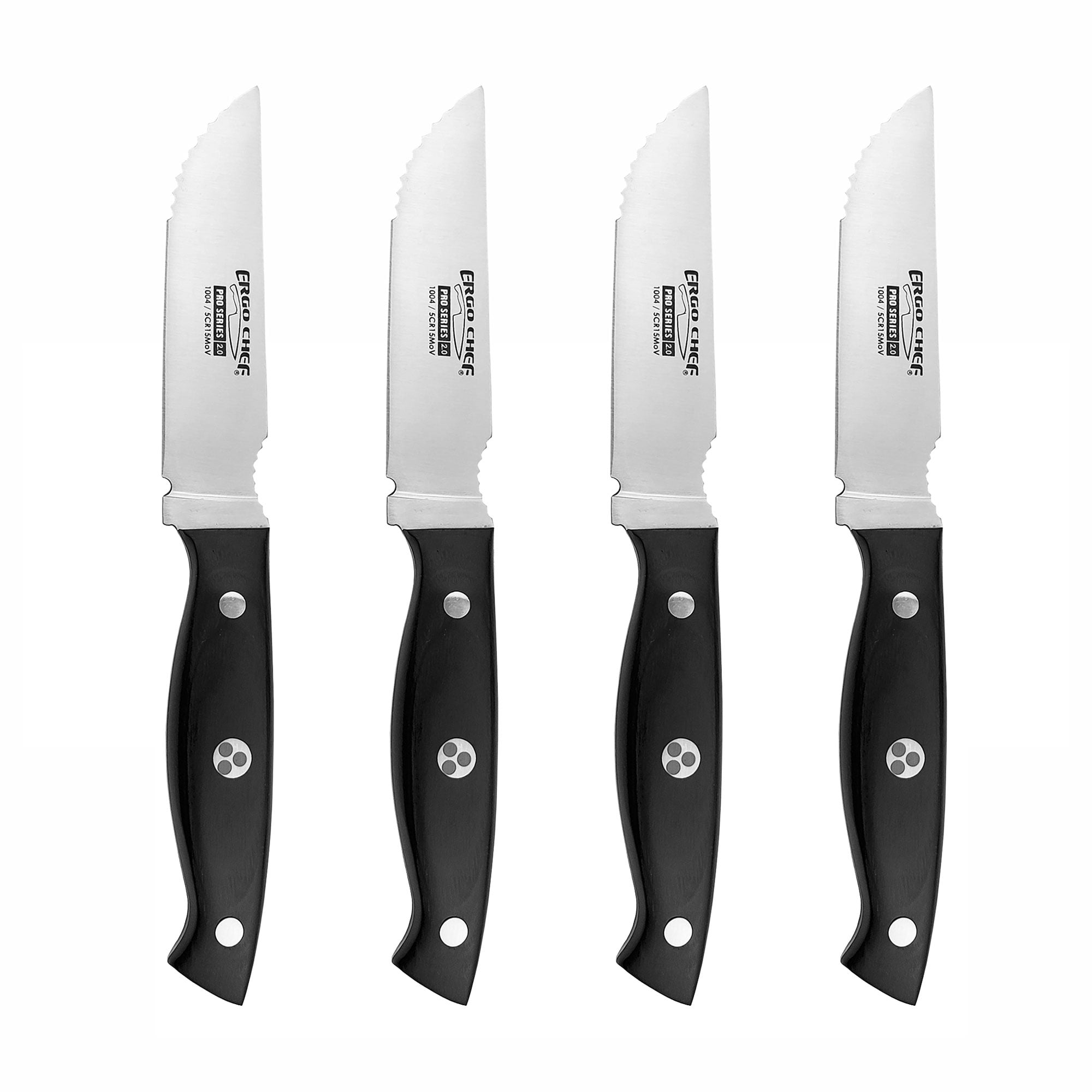 Ergo Chef Steakhouse Steak knives 4pc Steak knife set. Full Tang Triple