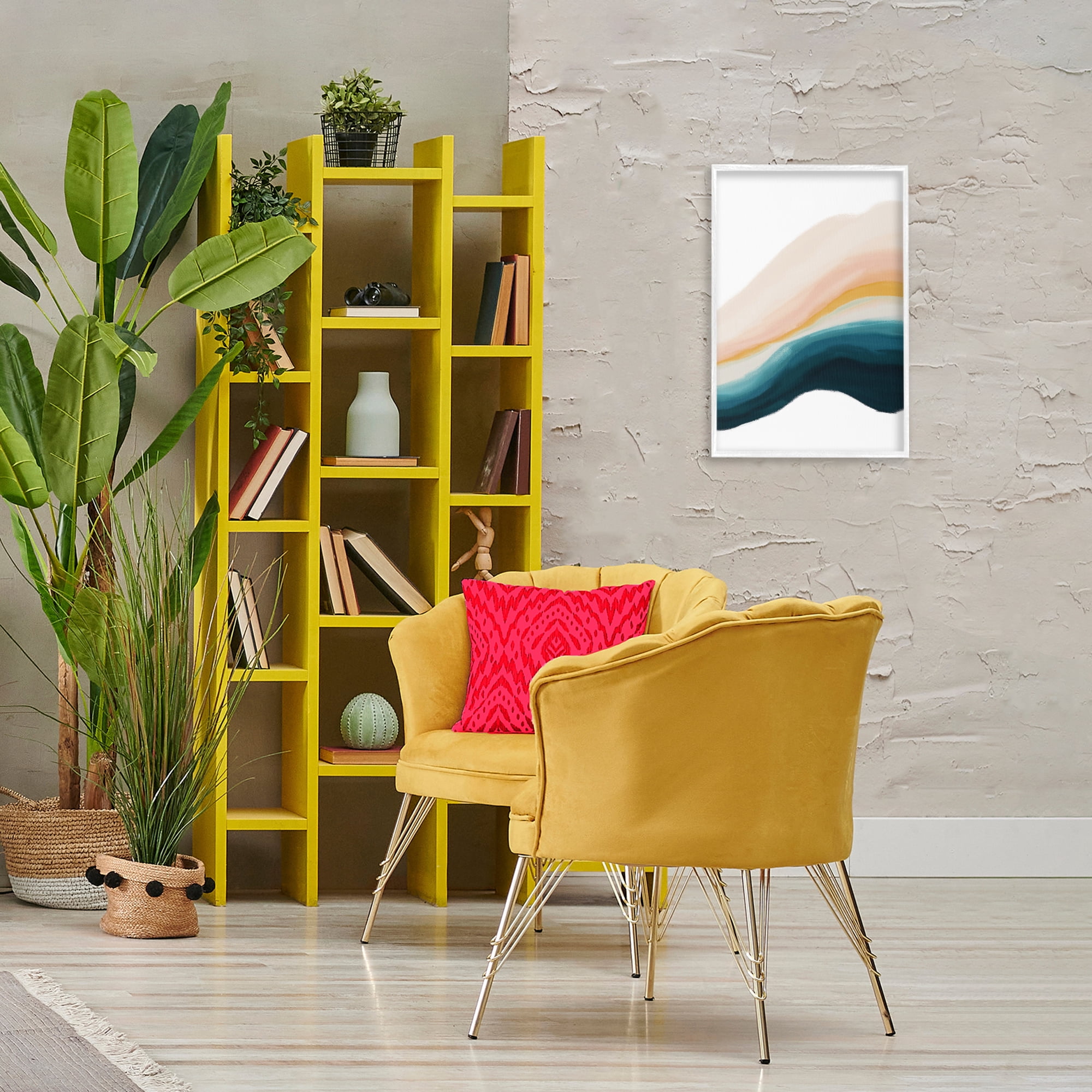 Stupell Industries Peach Swirl Abstraction Abstract Painting White Framed Art Print Wall Art, 16 x 24