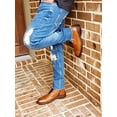thumbnail image 3 of Jazamé Men's Carson Distressed Cap Toe Tall Motorcycle Miltiary Combat Boots, Cognac, 11, 3 of 6