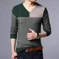 thumbnail image 2 of Suéter de punto liso a cuadros para hombre, jersey de cuello en V para hombre, prendas de punto baratas de color verde, tendencia 2024, productos más vendidos, Over Fit X, 2 of 5