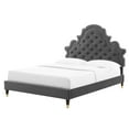 thumbnail image 1 of Tufted Platform Bed Frame, Queen Size, Velvet, Dark Grey Gray, Modern Contemporary Urban Design, Bedroom Master Guest Suite, 1 of 10