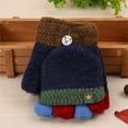 thumbnail image 2 of DHFJKG Toddler Kid Knit Winter Gloves Convertible Flip Top Color Block Boys Girls Warm Fingerless Comfort Mitten, 2 of 4
