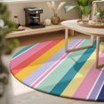 thumbnail image 3 of Round Rugs 6Ft, Colorful Farmhouse Stripes Round Area Rug Washable Indoor Throw Carpet, Modern Abstract Art Striped Soft Non Slip Circle Rug for Office Cabinet Home Decor Aesthetic, 3 of 8