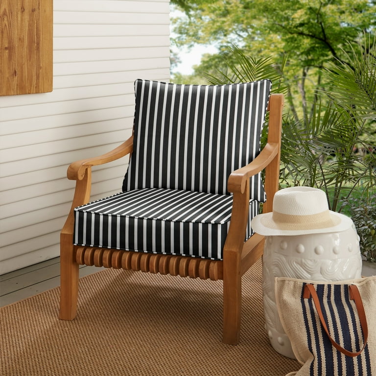 Outdoor chair cushions black and white stripe hotsell
