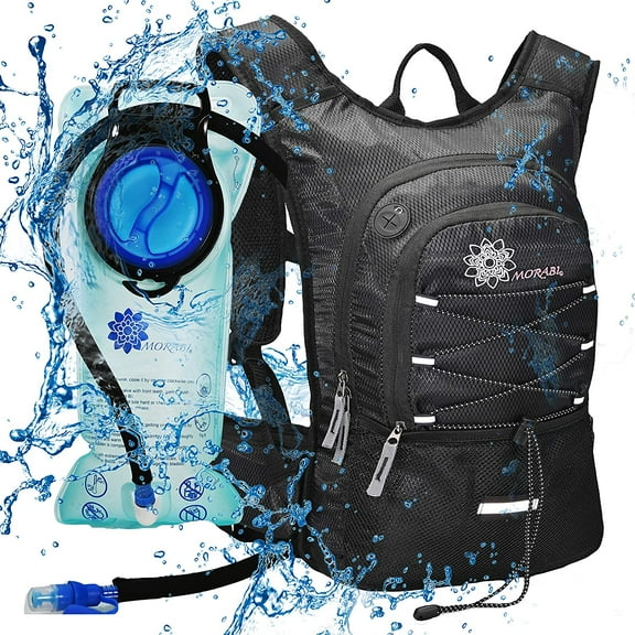 MORABI Insulated Hydration Backpack, with 2L BPA Free Water Bladder, USB Port, Compass, Fire Starter Kit. Perfect for Running Biking Hiking Cycling Climbing Skiing