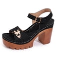 thumbnail image 5 of Viluyesy Womens Block Heeled Sandals, Open Toe Slingback Adjustable Strap Fashion Dressy Platform Shoes Black US6.5, 5 of 9