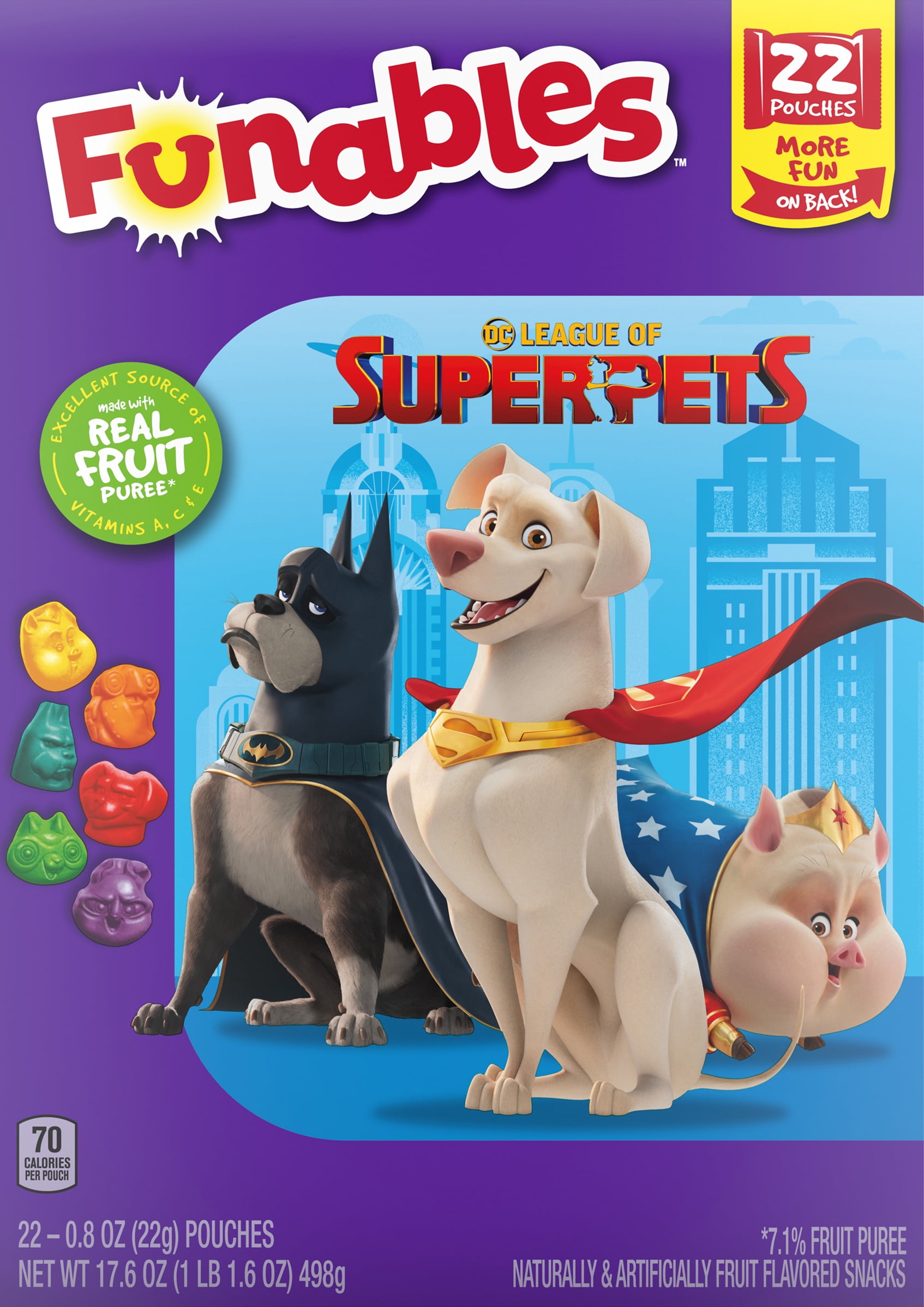 Funables Fruit Flavored Fruit Snacks DC Superpets, 17.6 oz, 22ct