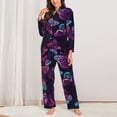 thumbnail image 2 of Balery Purple Butterfly Conjunto de Pijama con Estampado para Mujer, Conjunto de Dos Piezas con Manga Larga, Ropa de Dormir Suave con Bolsillos, Pijamas Cómodos-X-Large, 2 of 7