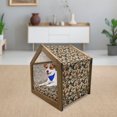 thumbnail image 3 of Camouflage Pet House, Pixel Art Style Blending in Environment Pattern Abstract Fashion Design, Outdoor & Indoor Portable Dog Kennel with Pillow and Cover, 5 Sizes, Brown Black Sepia, by Ambesonne, 3 of 5