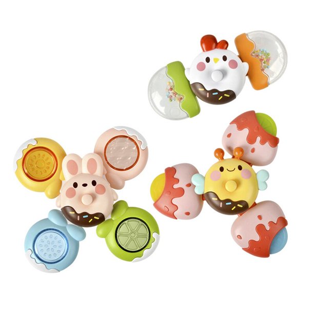 Juguetes giratorios con ventosa para bebés, Juego de 3 piezas, sonajero giratorio, mordedor, juguetes de baño para niños pequeños Fivean unisex