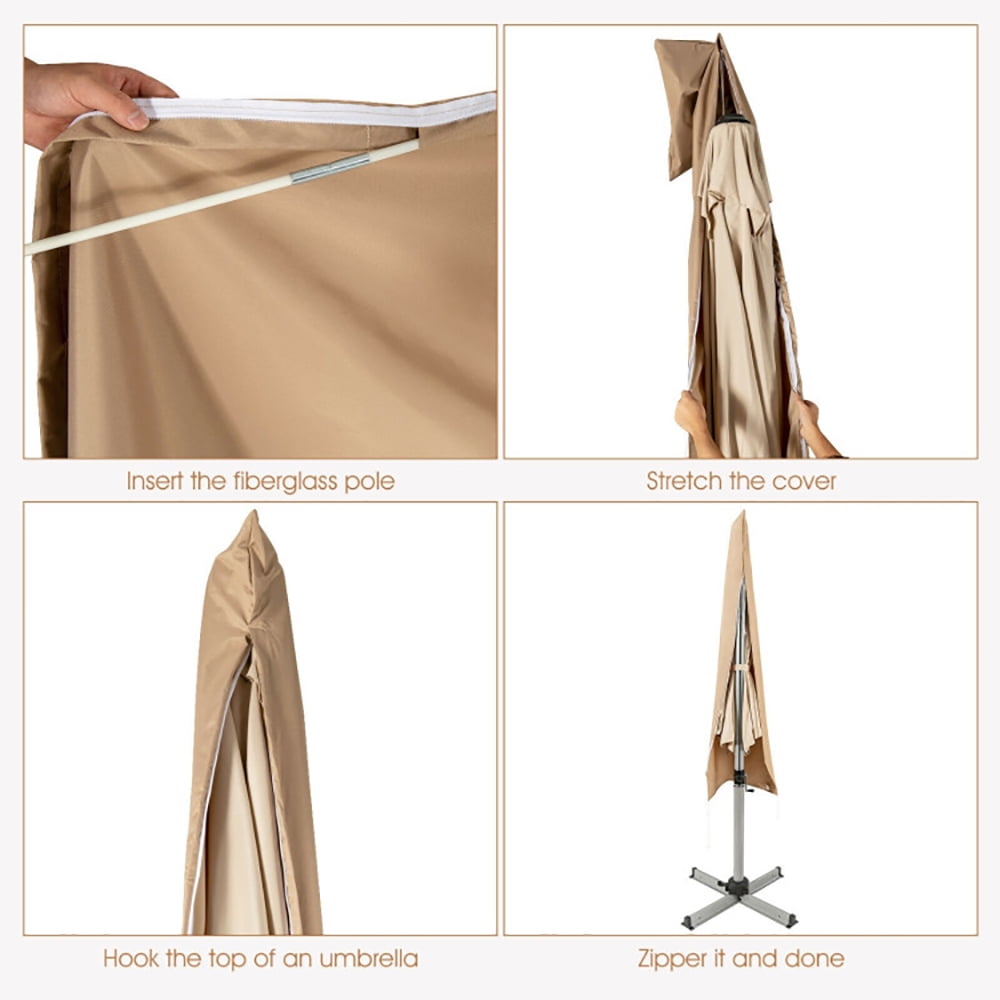 Aimee Lii Parasol Offset Cantilever Umbrella Cover with Fiberglass Rod, Table Umbrella Outdoor Patio