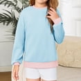 thumbnail image 2 of EnJoCho Girls Round Neck Sweatshirt Long Sleeve Color-Block Pullover Spring Autumn Winter Fashion Casual Top Comfy Loung𝖾wear Contrast Trim, 2 of 9