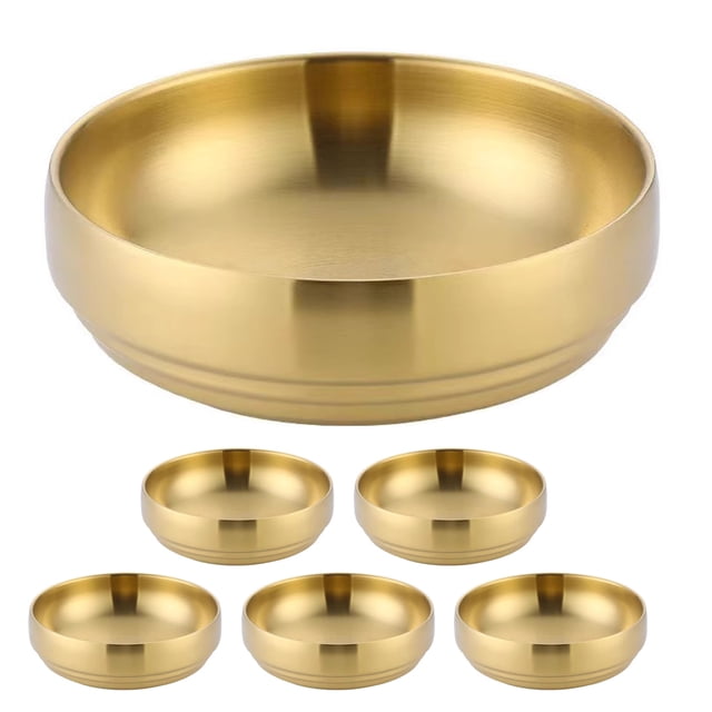 Bols à Mélanger en Acier Inoxydable pour Cuisine Couleur Dorée Durables et Gain de Place 6 Pcs Petits Bols Ronds