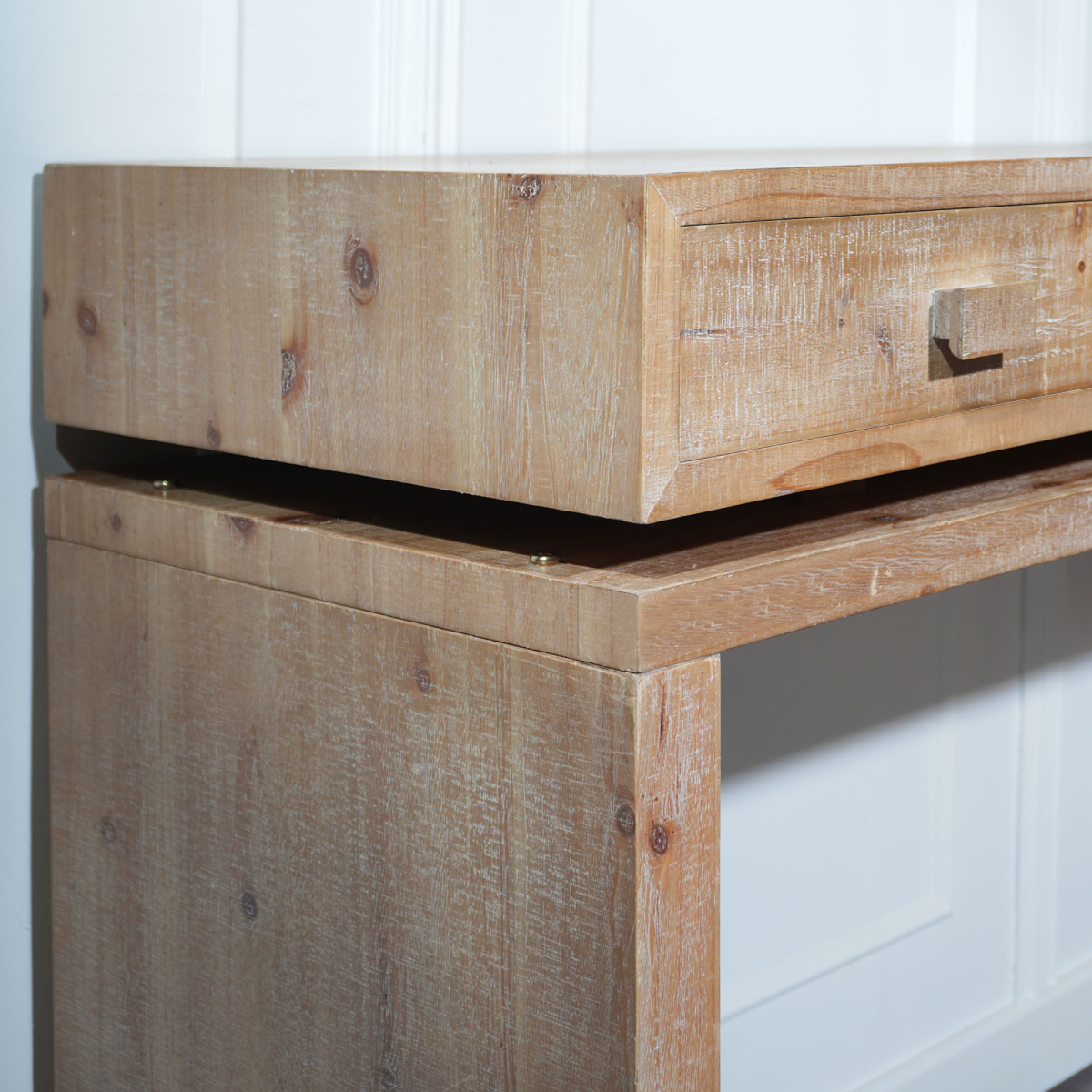 47'' Rustic Wooden Console Table with 3 Drawers, Entryway Table with Floating Top Design for Entry, Hallway, Living Room