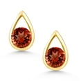 thumbnail image 2 of Gem Stone King 18K Yellow Gold Plated Silver Red Garnet Teardrop Stud Earrings for Women Men (2.00 Cttw, Gemstone January Birthstone, Round 5MM), 2 of 4