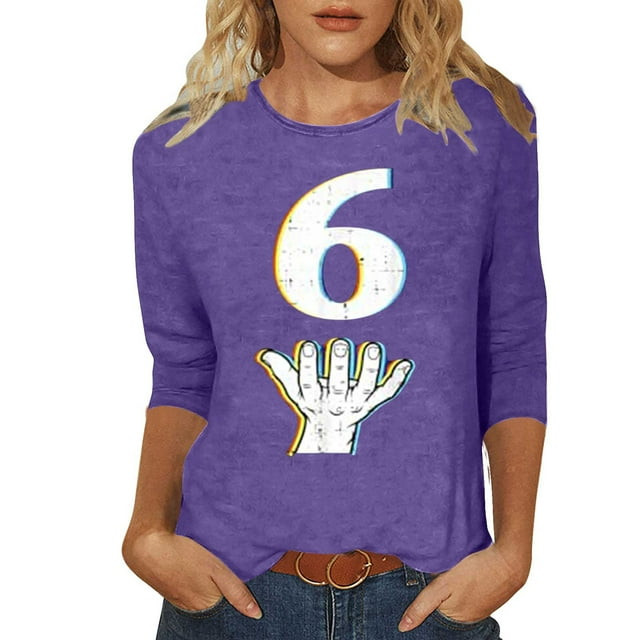 Birdeem Blouses Décontractées pour Femmes, Manches 3/4, Col Rond, Chandail, Haut Imprimé, Blouse Mode