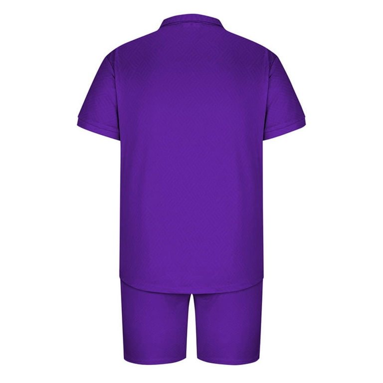 YYDGH On Clearance Men s Half Zip Short Sets Outfits 2 Piece Summer Tracksuit Short Sleeve Polo Shirt and Shorts Set Casual Sport Suit Purple 4XL