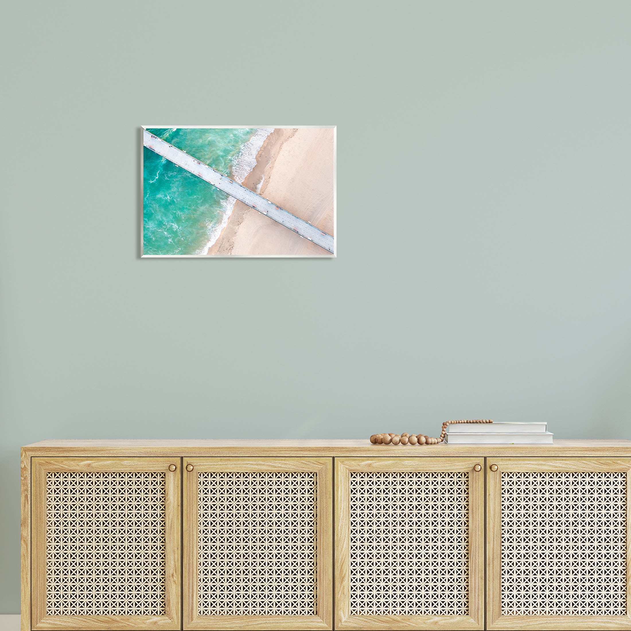 Aerial Ocean Beach Bridge Coastal Photograph Unframed Art Print Wall Art