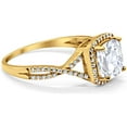 thumbnail image 2 of Divine Creation 2.00 Ct Cushion Cut White Diamond Wedding Engagement Halo Ring 14K Yellow Gold Plated 925 Sterling Silver For Women's -7.5, 2 of 3