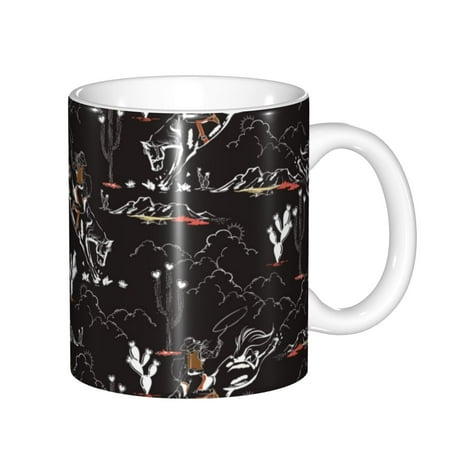 

Yiaed Cowgirl In Desert Print Ceramics Coffee Large Handle Design Extra Large Tea and Coffee Cup for Office and Home Mugs