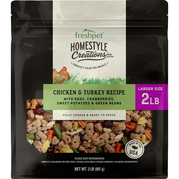 Freshpet Homestyle Creations Chicken & Turkey Recipe for Dogs, 2 lb
