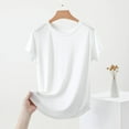 thumbnail image 5 of Hrsba Crew Neck Thin Stretch Tops for Women Short Sleeve Solid Color Casual Loungewear Layering Tees Summer Soft Breathable Lightweight Shirt, 5 of 5
