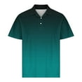 thumbnail image 4 of COSFO Collared Men's Shirts Casual Short Sleeve Gradient Pullover Loose Button Men's T-Shirts, 4 of 6