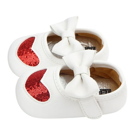 

Otqutp Little Kid Soft Bottom Sneakers Toddler Shoes Four Color Baby Princess Shoes Baby Indoor Love Baby Shoes White Shoes Bow Shoes