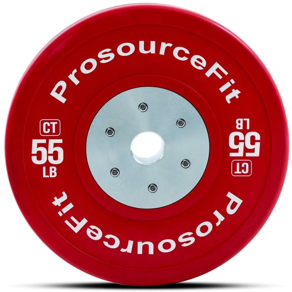 ProsourceFit Rubber & Competition Bumper Plates w Steel Insert, 10-55 lbs