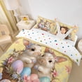 thumbnail image 2 of Erosebridal Cartoon Bunny Rabbit Kids Queen Duvet Cover Set,Colorful Easter Egg Pink Floral Bedding For Girls Reversible 3-Piece,No Comforter, 2 of 6