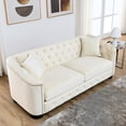 thumbnail image 6 of 3-Seater Beige Velvet Sofa with Decorative Nailhead Trim | Stylish Addition to Living Spaces, 6 of 6