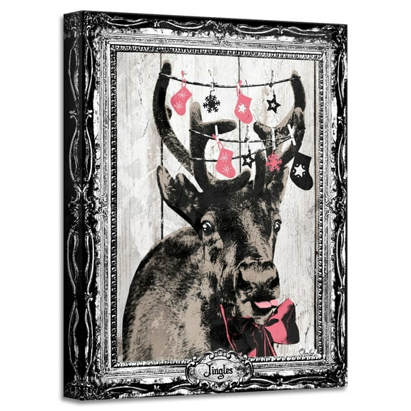 Crafted Creations Jingles Christmas Canvas Framed Wall Art - 30" x 20"