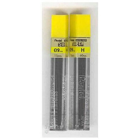 2 Tubes PENTEL Super Hi-Polymer Lead 0.9 mm H