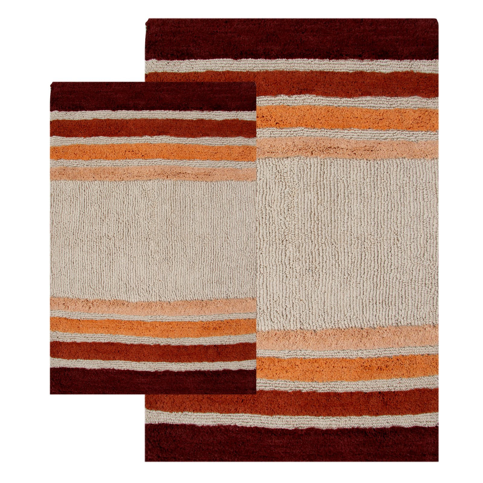 2 Piece Tuxedo Stripe Bath Rug Set