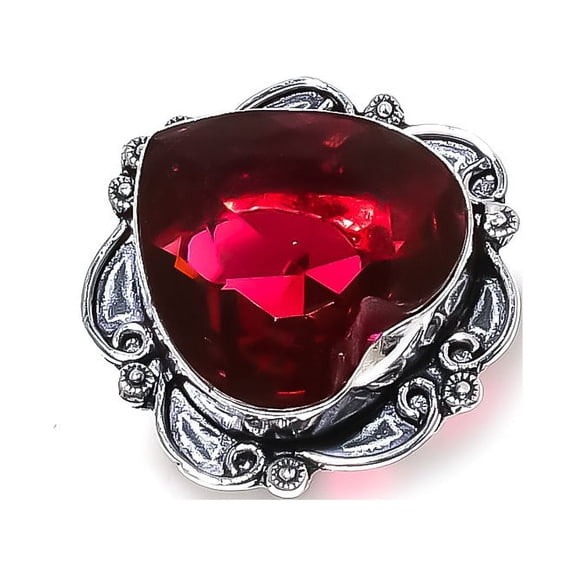 Natural Mozambique Garnet Gemstone 925 Sterling Silver Gift Ring Size 7.5