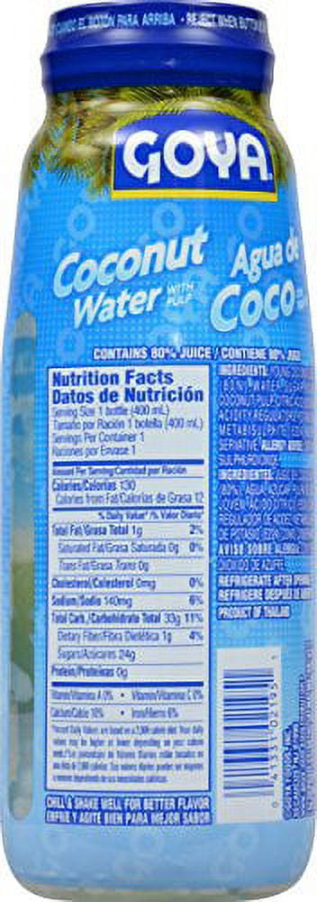 GOYA Coconut Water with Pulp, 13.5 fl oz Bottle, Tropical Beverage