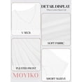 thumbnail image 4 of MOYIKO Women V Neck T-shirt for Women Pleats Short Sleeve Tunic Top White Casual Plain Summer Blouse Tee S, 4 of 7