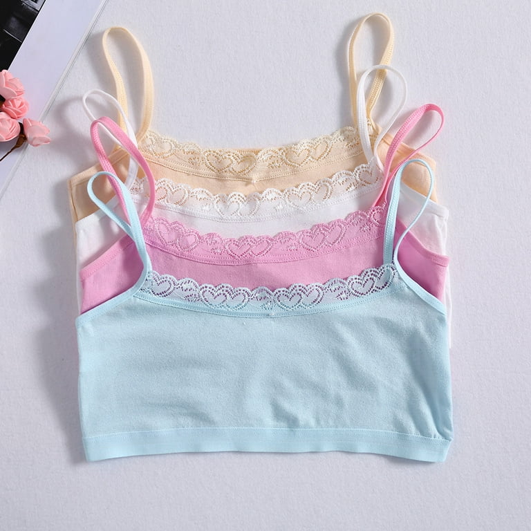 GENEMA 4pcs/Lot Cotton Young Girls Training Bra Children Bras Kids Vest  Teens Underwear 
