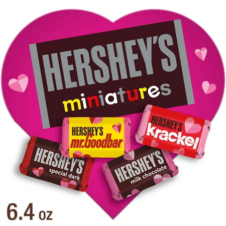 Hershey's Miniatures Assorted Chocolate Valentine's Candy, Gift Box 6.4 oz