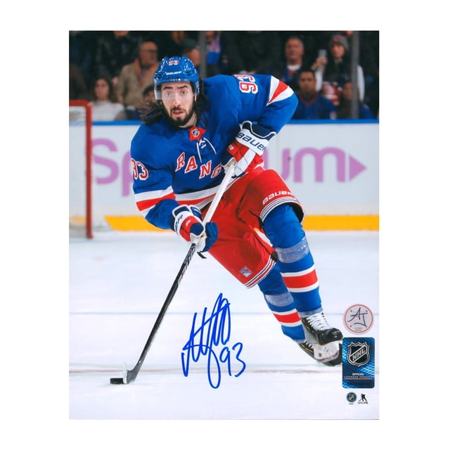 Mika Zibanejad Rondelle de Hockey Autographié des Rangers 8x10 Photo
