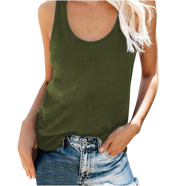 Posijego Débardeurs Graphiques pour Femmes Vêtements d'Été de Plage Col Ras du Cou Sans Manches Débardeurs Basiques T-Shirts Maillots de Corps