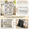 thumbnail image 3 of Euroco Elegant Narrow Tipping Bucket Shoe Cabinet with 6 Flip Drawers, Space Saving Design, Cream Style Entryway Organizer with Adjustable Shelf, Free-Standing Shoe Rack with 3 Silvery Hooks, White, 3 of 9