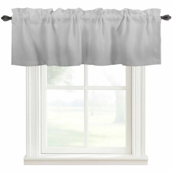 Gray Striped Kitchen Valances for Windows, Modern Minimalist Vertical Stripes Lines Bathroom Window Valances 42x12 Inch Rod Pocket Window Treatments Valance Curtains for Living Room Bedroom Decor