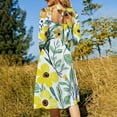 thumbnail image 5 of Yellow Floral White Background Pattern Womens Summer Dress Tie Back A Line Flare Dress, 5 of 9