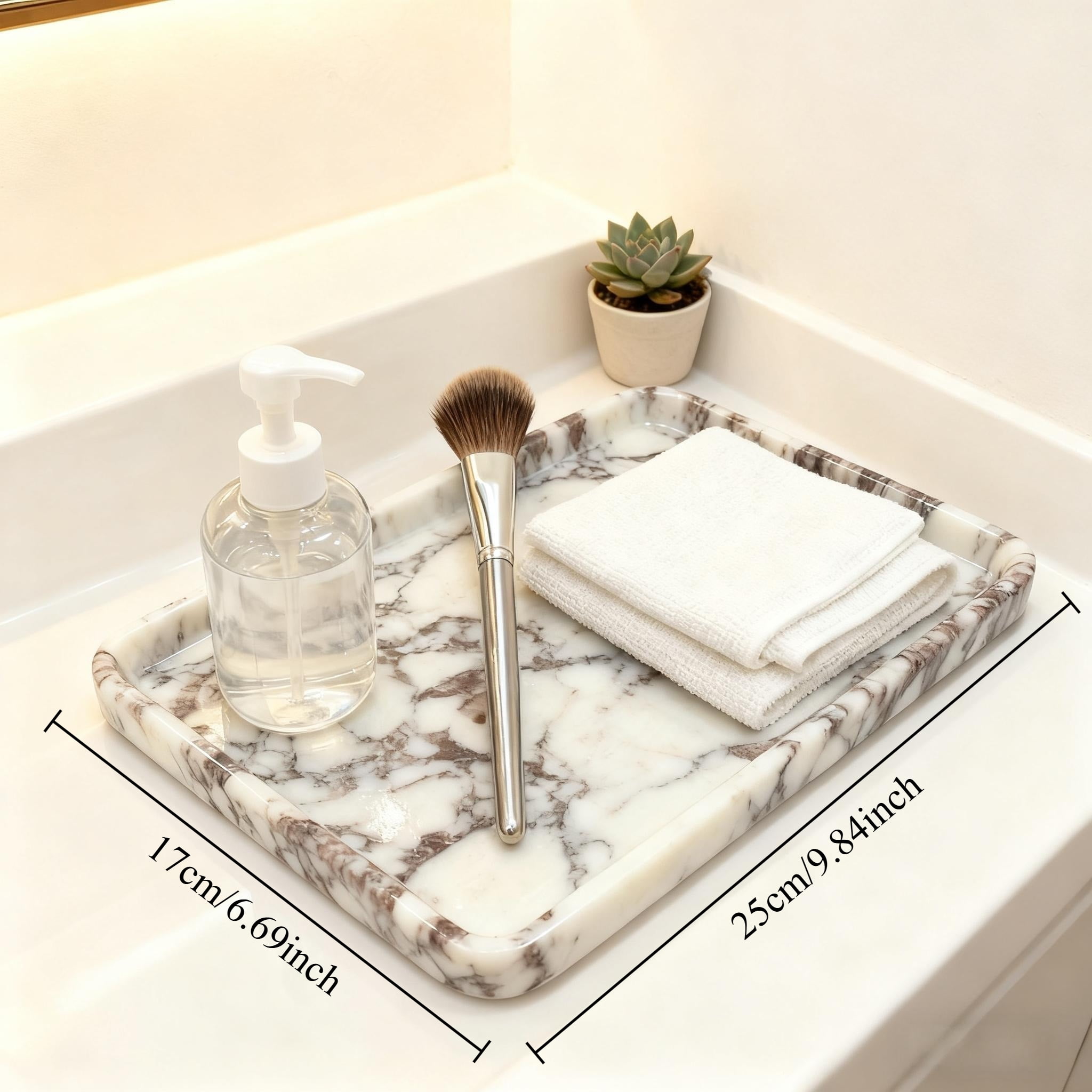 Calacatta Viola Rectangular Marble Dish - Jewelry & Daily Item Organizer for Bathroom Vanity Decor