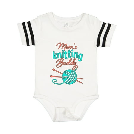 

Inktastic Mom s Knitting Buddy- Retro Colors Gift Baby Boy or Baby Girl Bodysuit